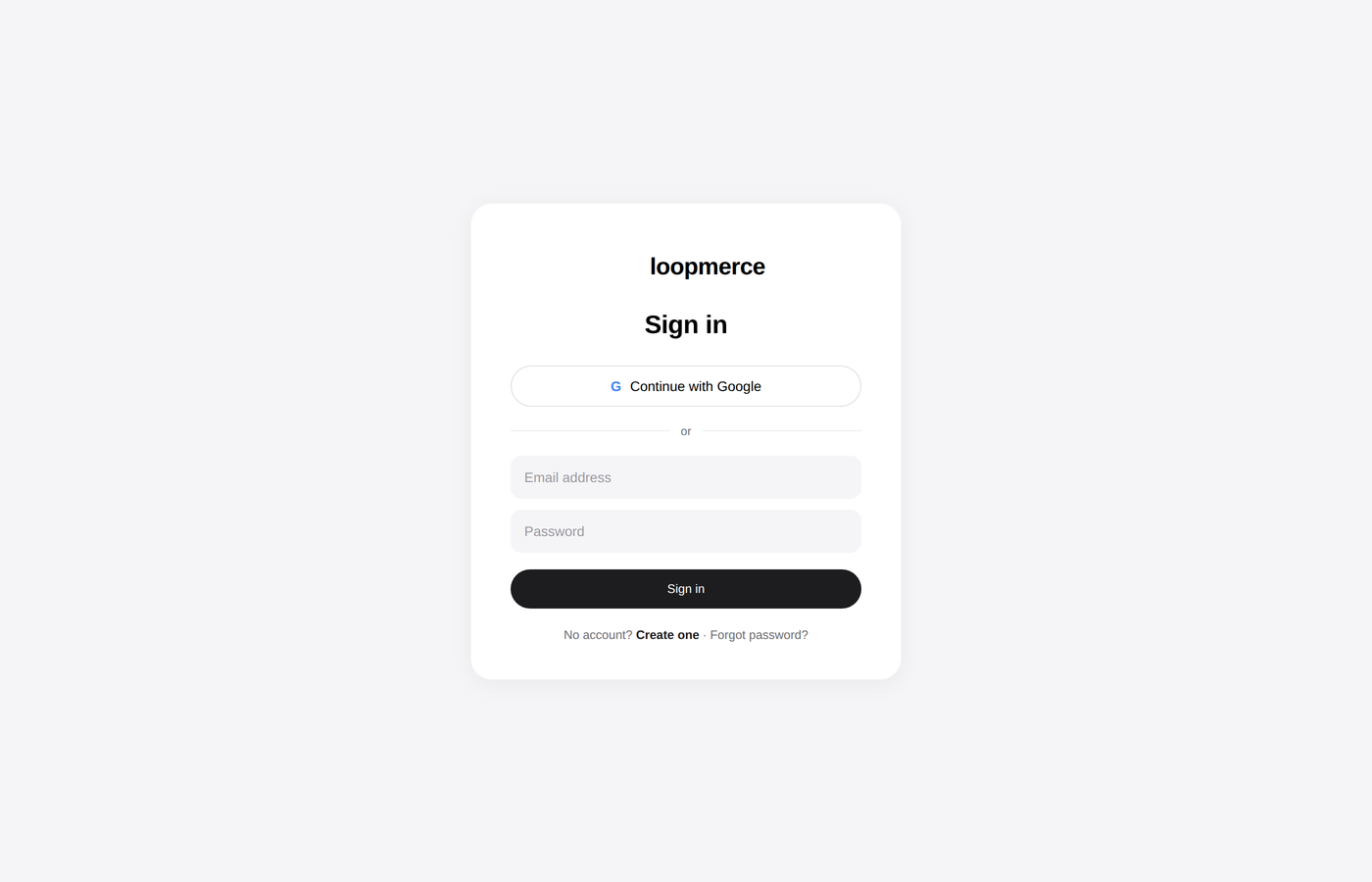 Loopmerce Invoicing secure sign-in