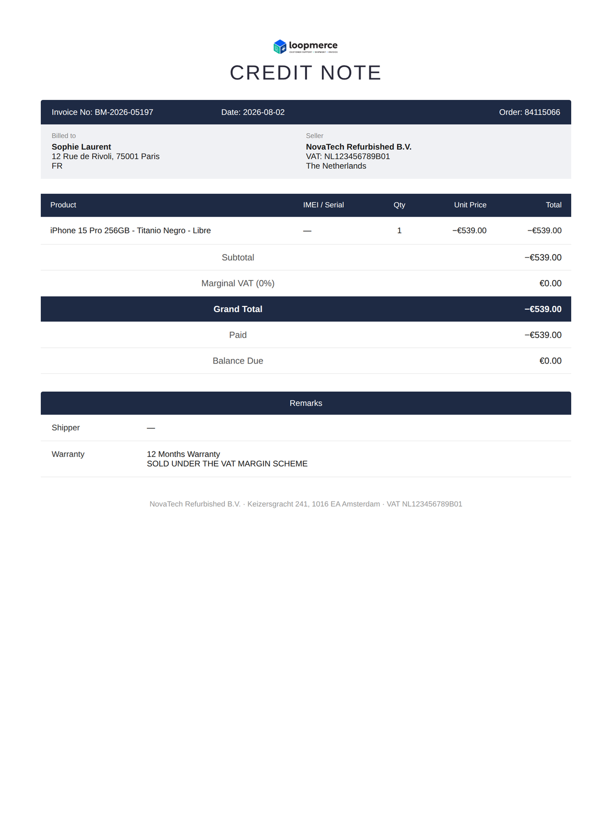 Classic invoice template